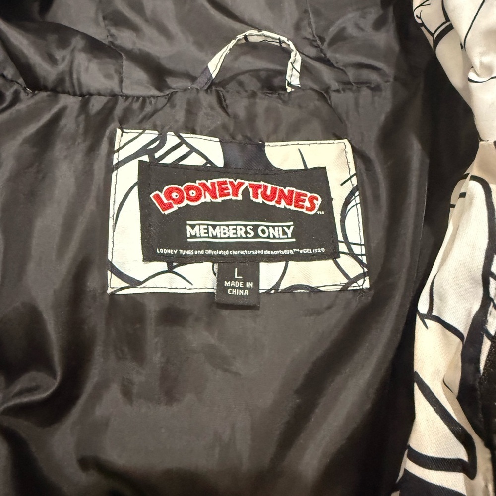 Members Only Space Jam Puffer Jacket - Black, White, and Orange - Picture 4 of 10